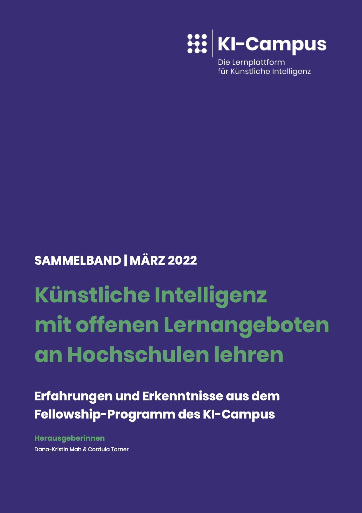 Cover: Künstliche Intelligenz mit offenen Lernangeboten an Hochschulen lehren KI-Campus Stifterverband