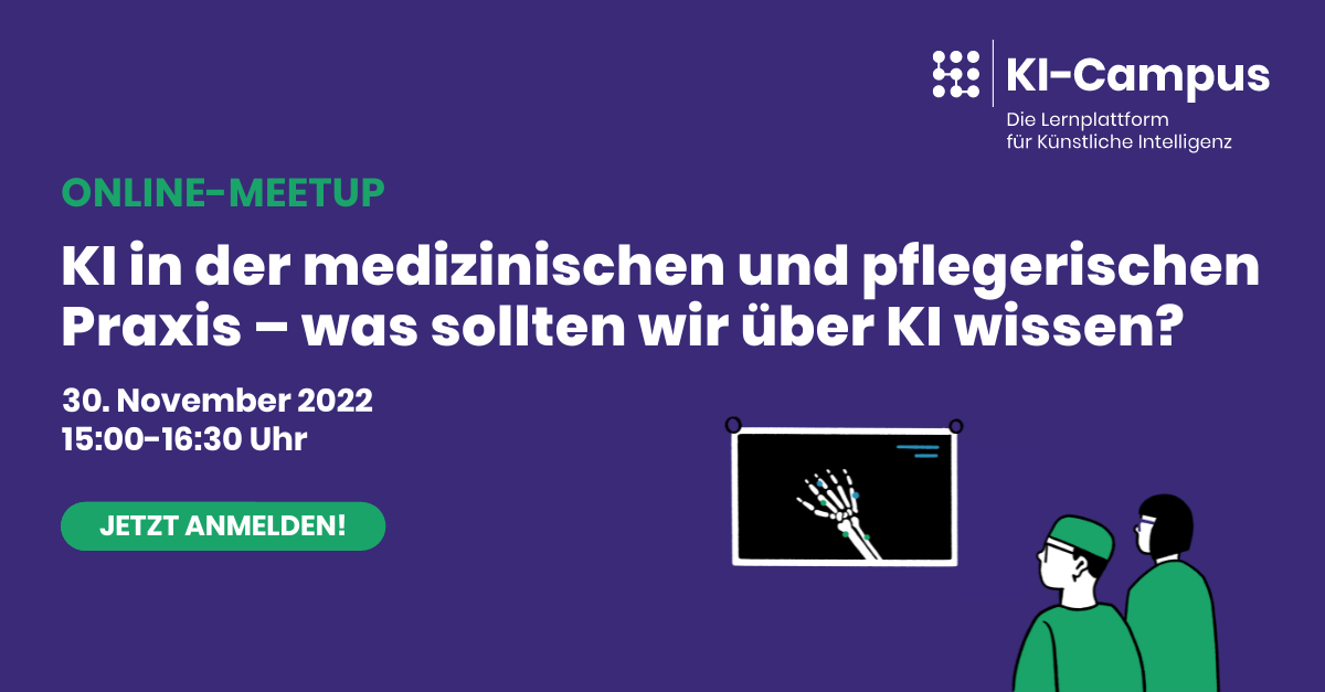 Meetup Anmeldung Grafik mit zwei Ärtzt:innen, die sich ein Röntgenbild einer Hand anschauen
