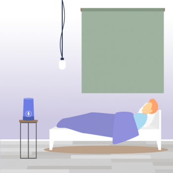 Grafik Person im Bett im Schlafzimmer